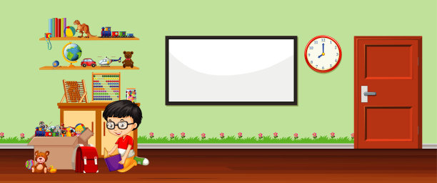背景场景与白板和玩具图片下载