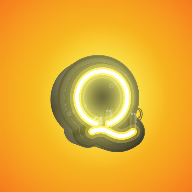 现实的霓虹灯角色从控制台，矢量插图设置图片下载