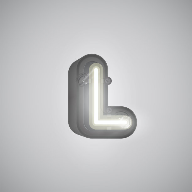 现实的霓虹灯角色从控制台，矢量插图设置图片下载