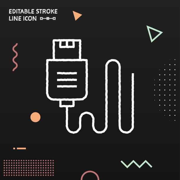 USB连接器手绘矢量图标设计图片下载