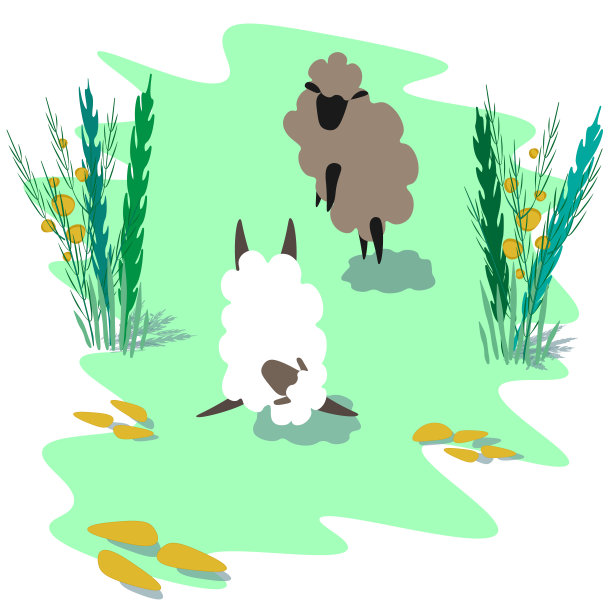 滑稽的羊在草坪上无缝的图案。手绘涂鸦风格。适用于服装面料、T恤印花、明信片、横幅和设计元素图片下载