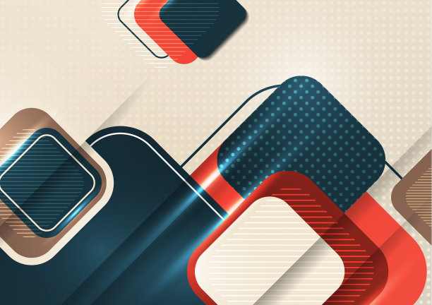 重叠的圆形方块形成了一个几何抽象的背景构成。墙纸，横幅，背景，卡片，插图，着陆页，封面，海报，传单的设计模板。图片下载