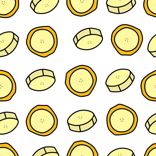 矢量香蕉片无缝图案设计。香蕉的背景。热带水果的模式。图片下载