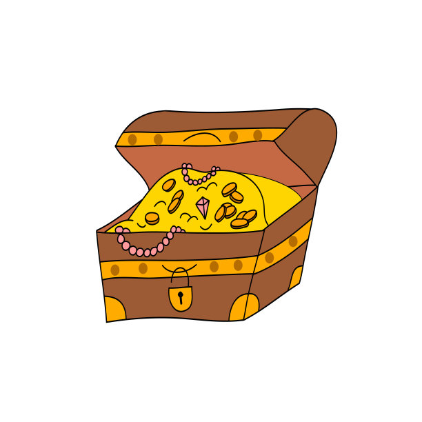 卡通宝箱。矢量剪辑艺术插图与简单的梯度。图片下载