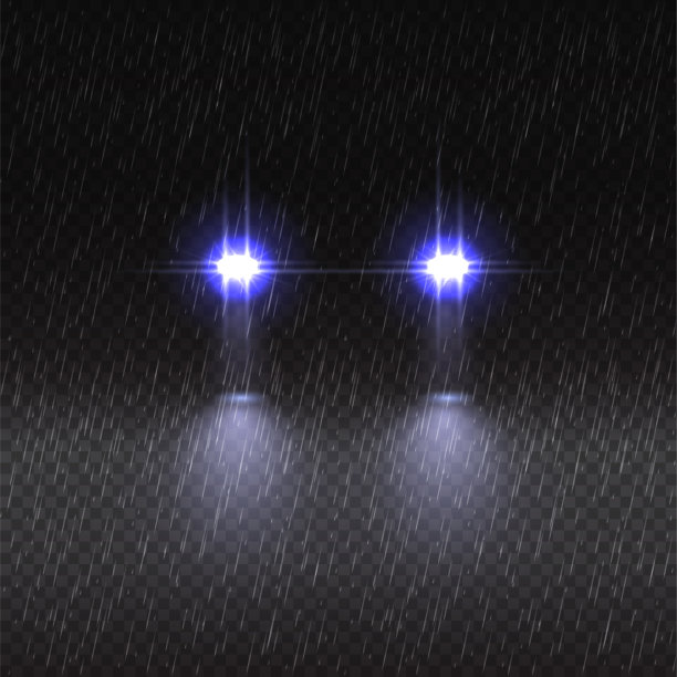 矢量现实透明的汽车灯光效果雨图片下载