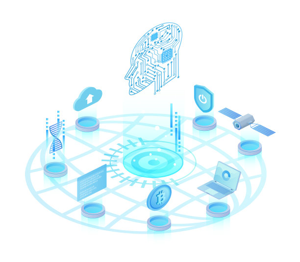 人工智能光等距矢量图图片下载