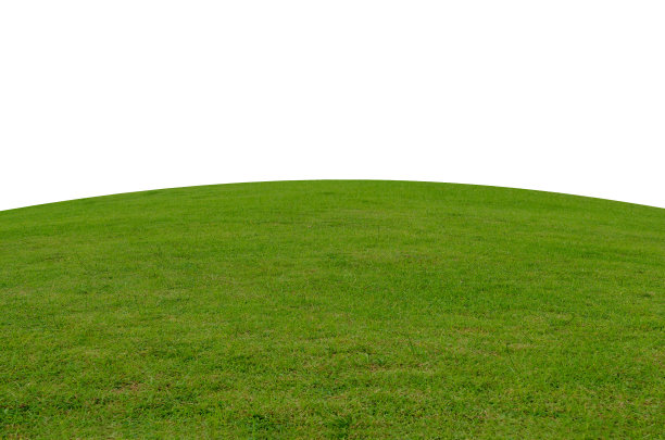绿色草地孤立在白色背景与修剪路径。图片下载