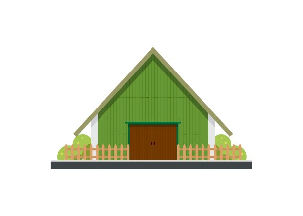 木制的谷仓。简单的平面插图图片下载