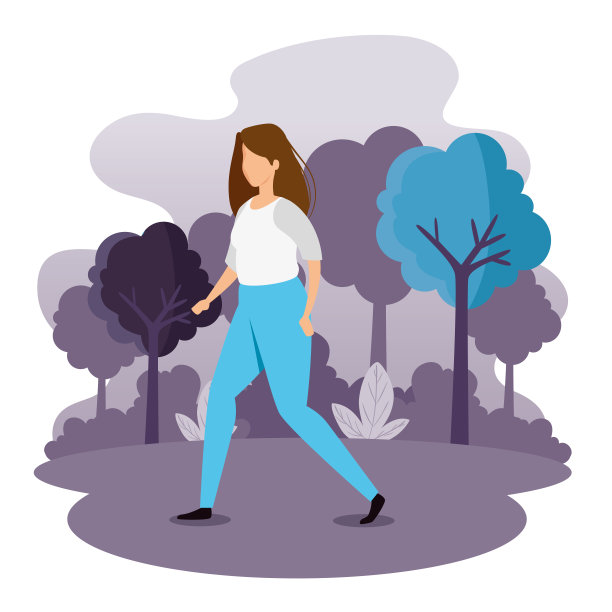 年轻女子在公园景观图片下载