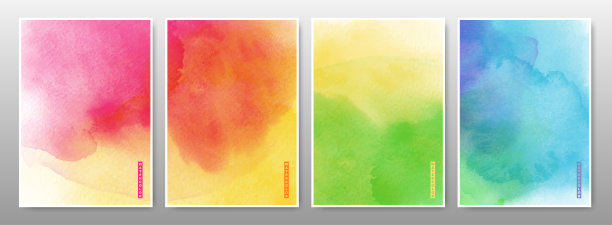 一套明亮的多色水彩背景图片下载