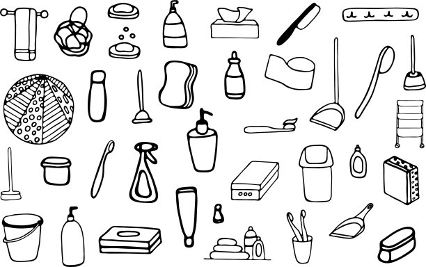 浴室的图标集。图片下载