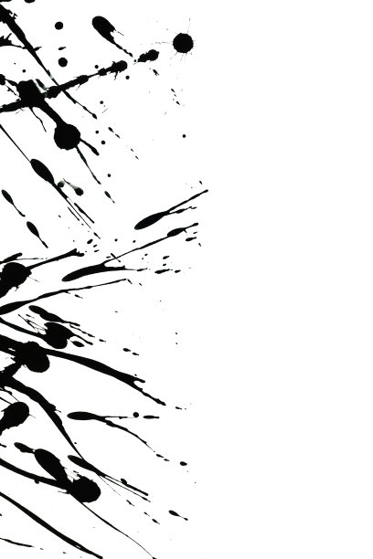 黑色水墨或水彩纹理飞溅和条纹在白色背景，抽象水彩图片下载
