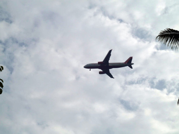 飞机在空中飞向机场图片下载