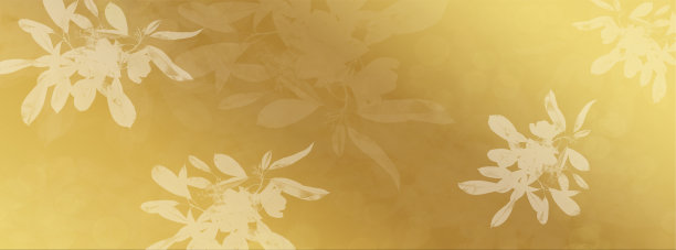 透明的白色画笔在金色的背景上画树叶，空白的空间，文字的空间。极简风格豪华请帖模板插图图片下载