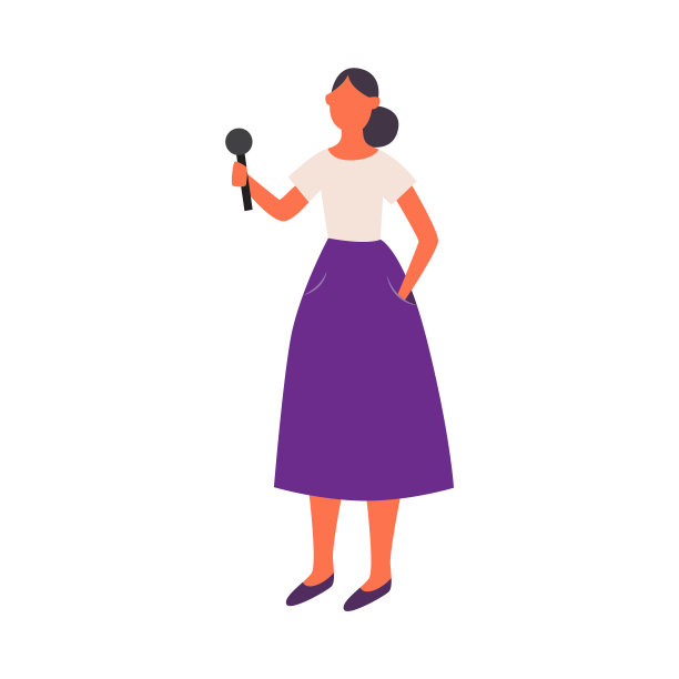 女记者或记者卡通人物扁平矢量插图图片下载