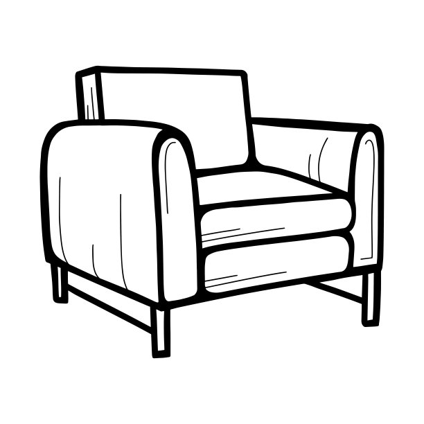 手绘扶手椅孤立在白色背景上。矢量插图在涂鸦风格。设计印刷，横幅，目录和广告图片下载