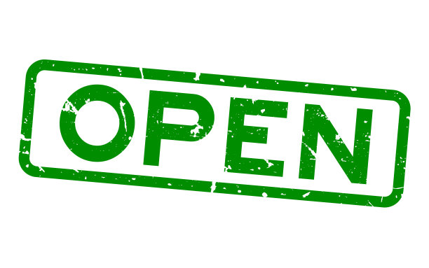 Grunge绿色开放字方形橡胶印章印章上的白色背景图片下载