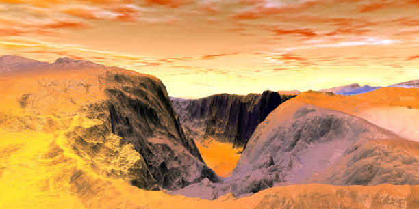 外星人的星球。山。3D渲染图片下载