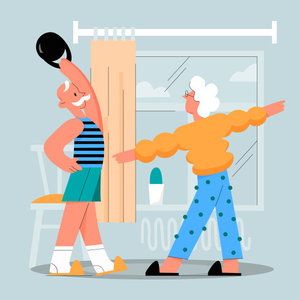 运动家庭家庭锻炼平面矢量插图图片下载