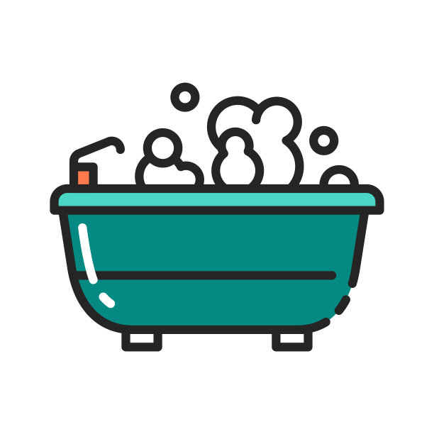 泡泡浴彩色线条图标。浴室放松。象形文字用于网页、手机应用、促销。可编辑的中风。图片下载