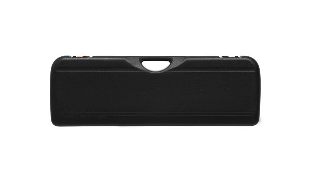 用于运输和储存武器的黑色塑料硬盒。枪盒被隔离在白色背景上。图片下载