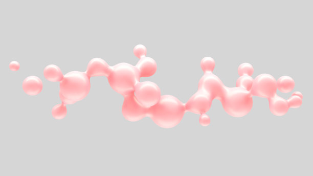 摘要三维背景中有许多飞行液滴的粘性液体。3D插图，3D渲染。股票插图图片下载