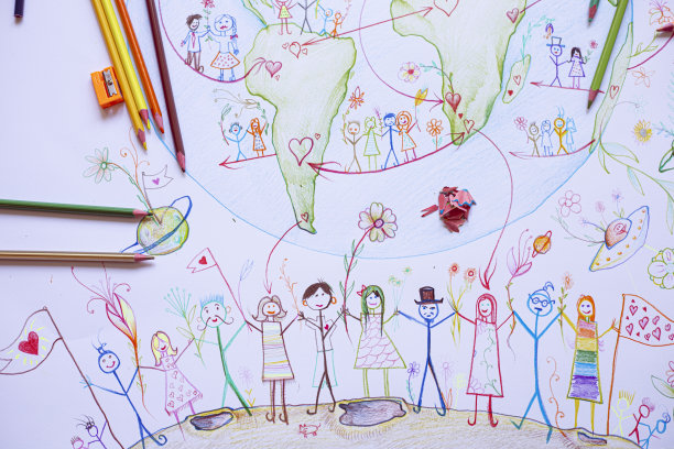 世界各地的人们分享爱，儿童的绘画图片下载