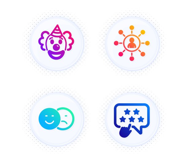 网络，喜欢和小丑图标集。排名的星座。向量图片下载