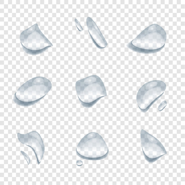 真实的水滴矢量隔离在透明的背景，清晰的水滴飞溅和下雨的水晶插图ep26图片下载