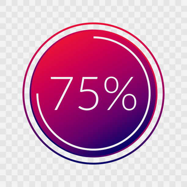 百分之七十五的圆图表，孤立的符号在透明的背景。梯度向量的元素。信息图表的迹象。插图，图标的商业，财务，报告，网页设计，下载图片下载