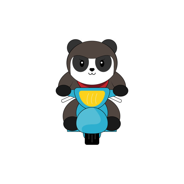 可爱的熊猫驾驶摩托车图片下载