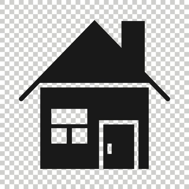扁平风格的建筑图标。白色孤立背景上的房屋矢量图。房屋商业概念。图片下载