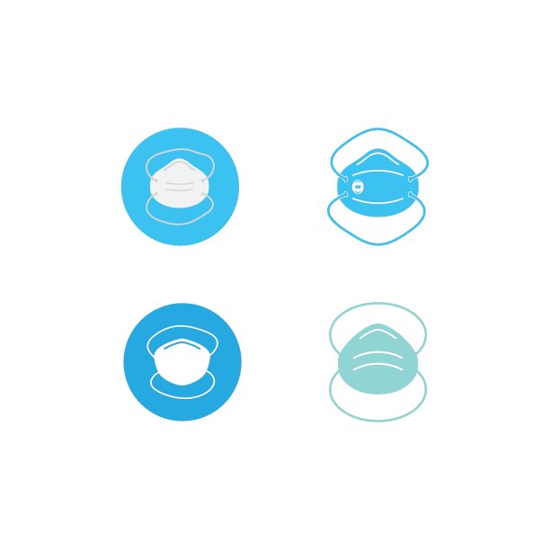 防护病毒的医用N95口罩标识图标插图图片下载