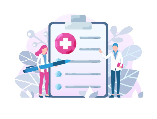 医疗保健医疗形式概念。男女医生的处方，剪贴板图片下载