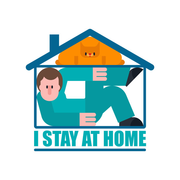 我呆在家里。男人在家里。自我隔离模式。冠状病毒大流行感染。全球流行。冠状病毒的生活方式。为了不生病，你可以在家里做的活动图片下载
