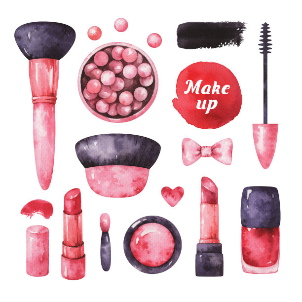 水彩化妆品组图片下载