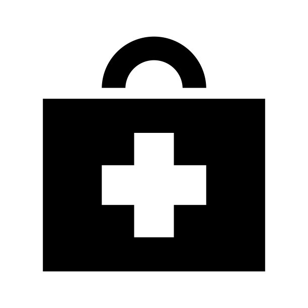 简单的黑色急救公文包图标图片下载