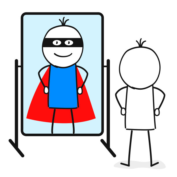 商人在镜子里自我反映图片下载