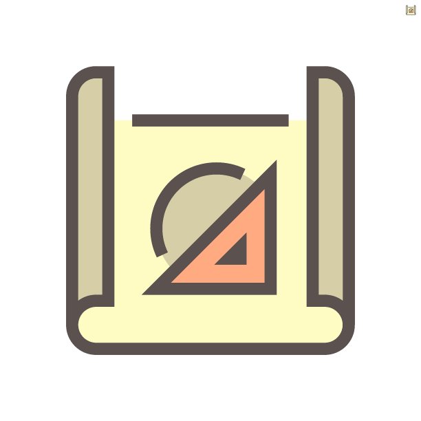 工程图纸概念矢量图标设计在白色。图片下载