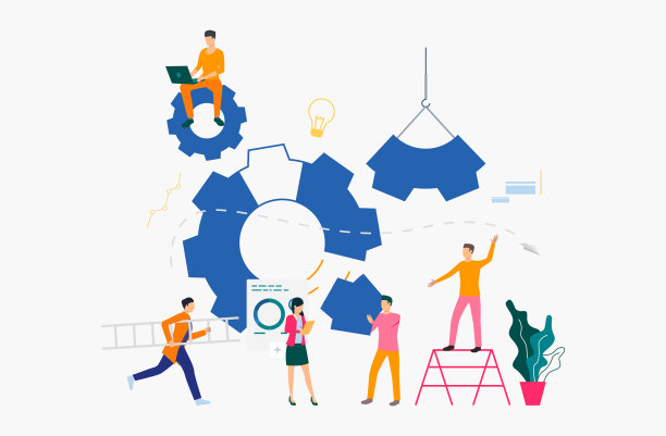 齿轮和商人在工作图片下载