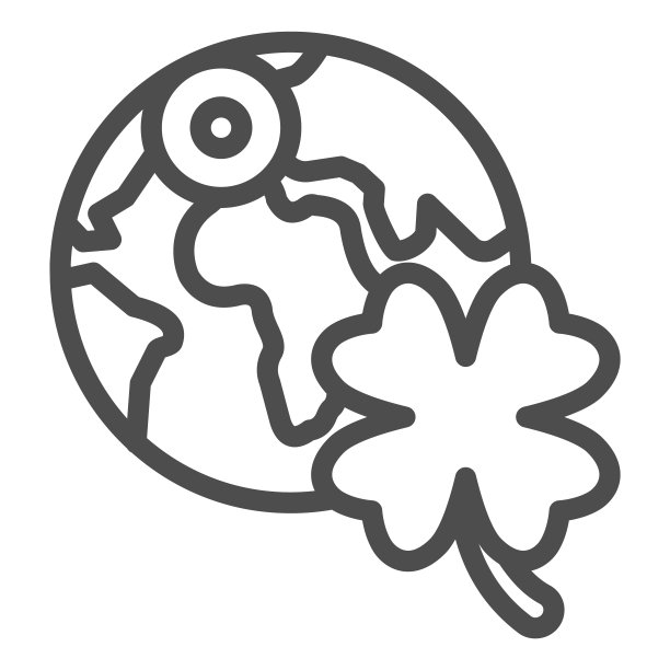 行星与三叶草线图标。地球与三叶草轮廓风格的象形图在白色的背景。生态标志与三叶草和行星的移动概念和网页设计。矢量图形。图片下载