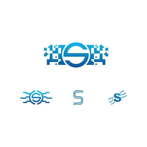 S初始技术标志向量集，酷S初始电线标志模板向量图片下载