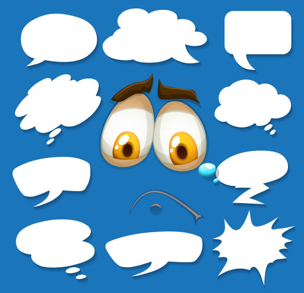 不同形状的语音泡泡和哭泣的脸图片下载