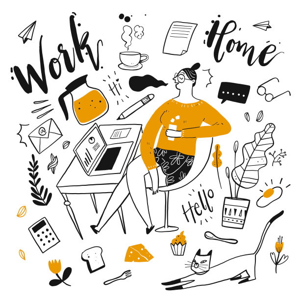 年轻漂亮的在家工作图片下载