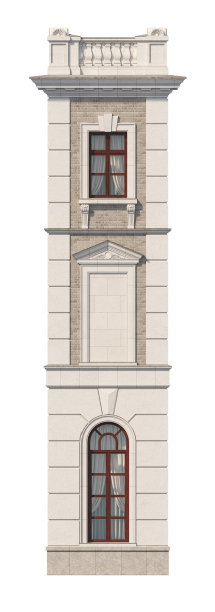 一个两层的经典房子的正面。三维渲染图片下载