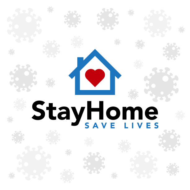 呆在家里。冠状病毒Covid-19，隔离激励短语。图片下载