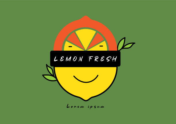 柠檬黄色标识模板矢量设计，饮料标识图片下载