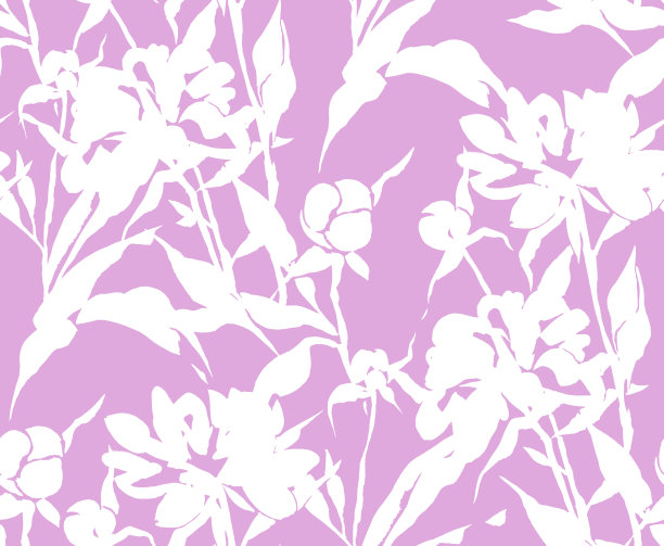 花朵剪影无缝图案制成的牡丹阴影图片下载