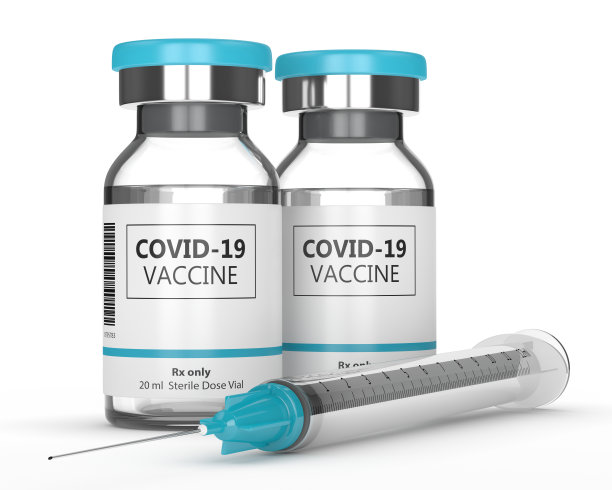 COVID-19疫苗瓶和注射器的3d渲染图片下载