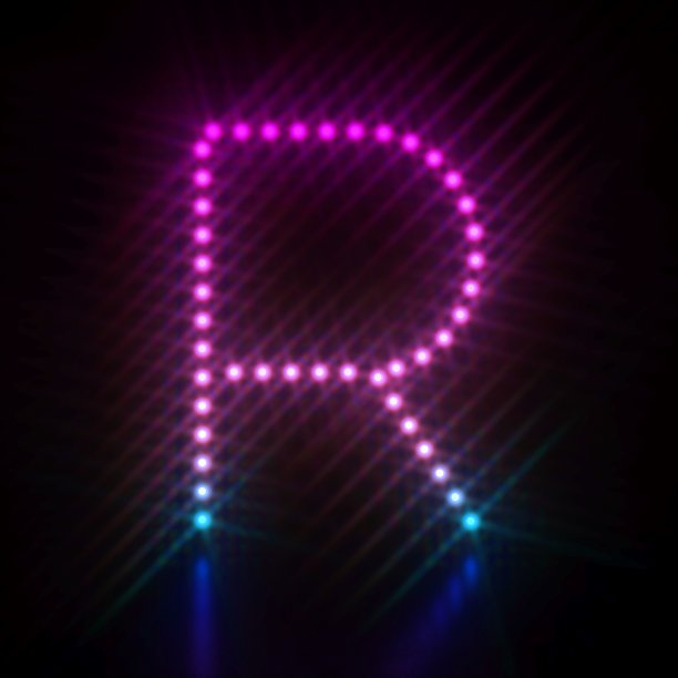 粉色蓝色点光字体字母R 3D图片下载